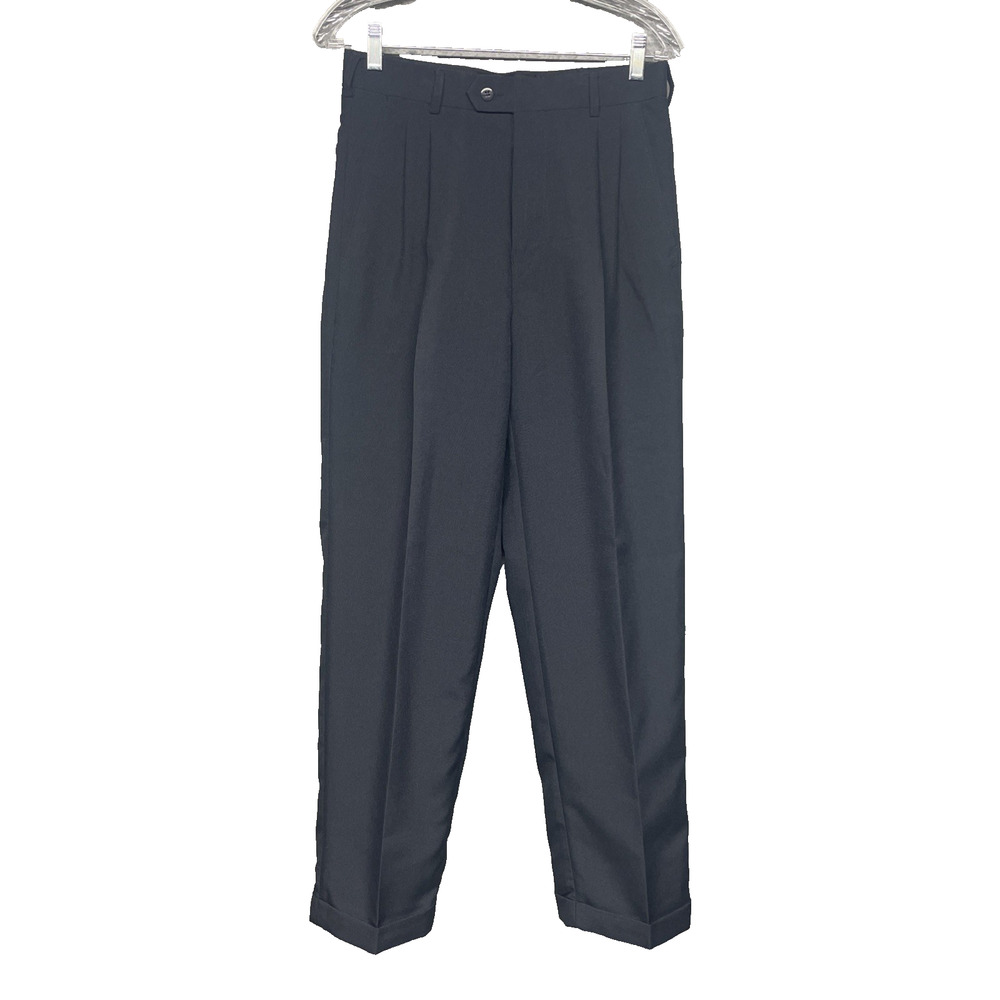 NWT Bocaccio Uomo Mens Dress Pants 28x30 Navy Pleated Cuffed Classic Preppy